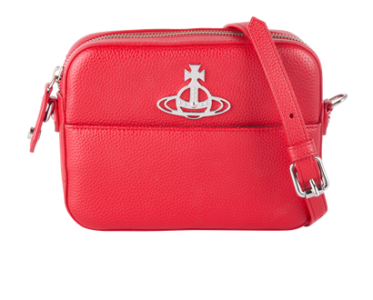 Logo Camera Bag, &pound;90, Handbags, Red, Faux Leather, Front view